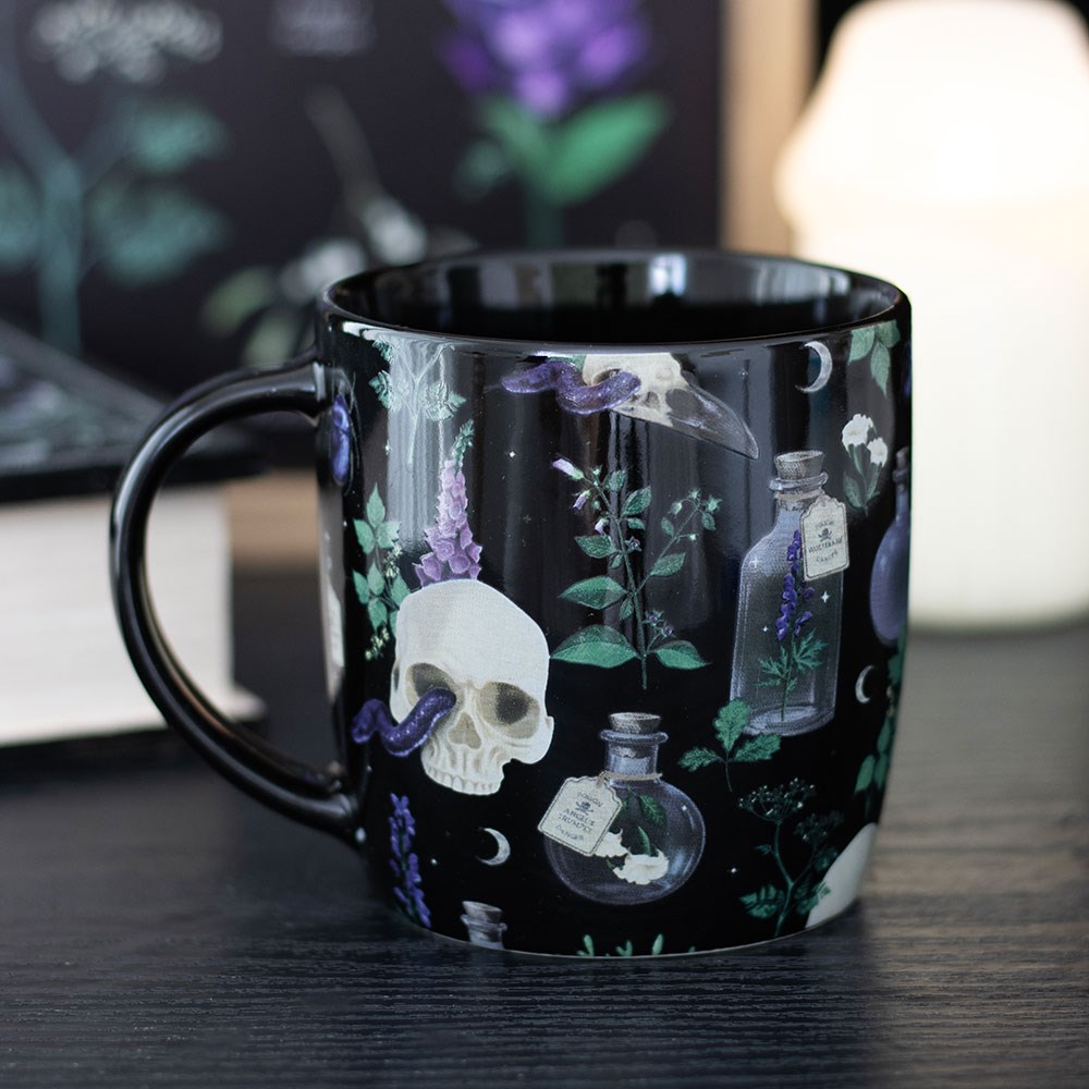 Venom & Vines Gothic Skull Print Ceramic Mug - 350ml3