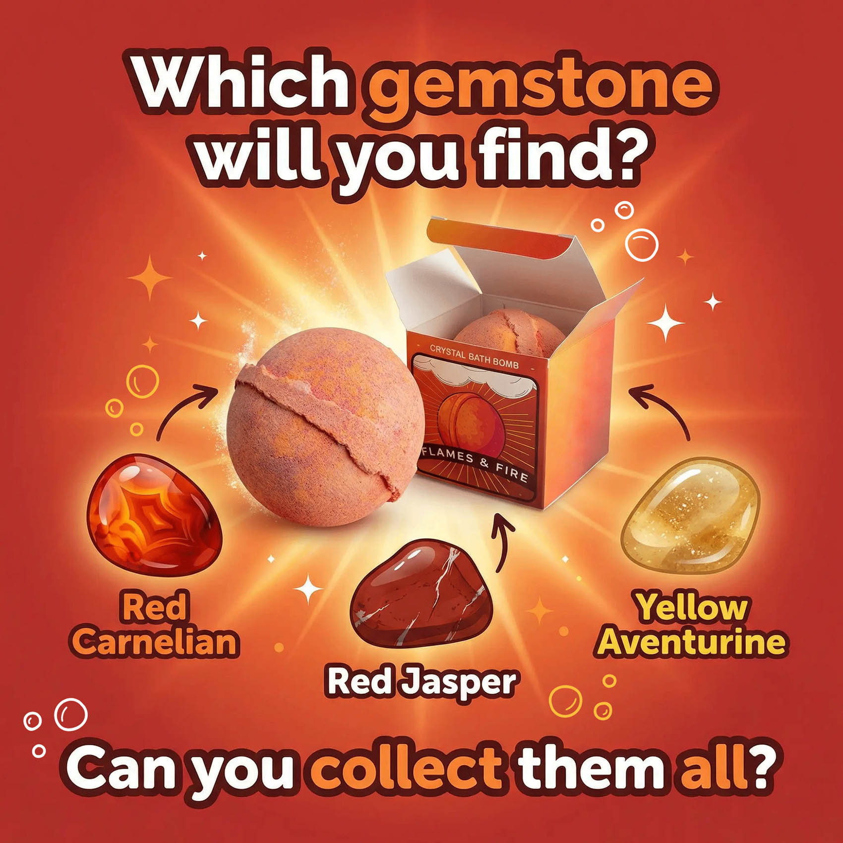 Flames & Fire Elemental Bath Bomb with Hidden Gemstone2