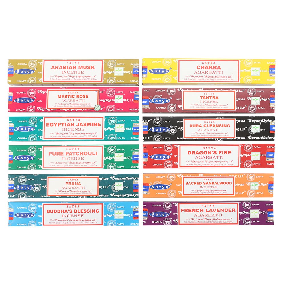 Set of 12 Assorted Fragrance Incense Sticks by Satya