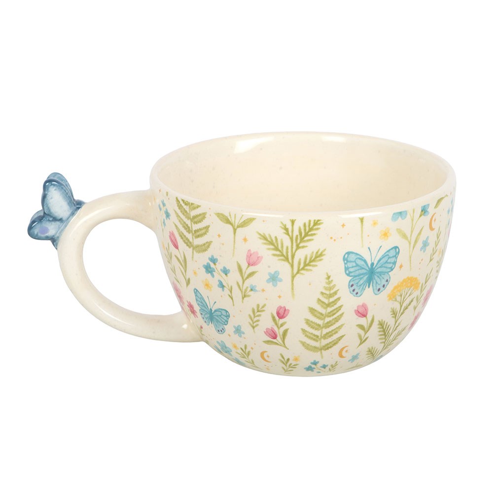 Luna Bloom 3D Butterfly Handle Floral Mug (450ml)