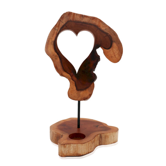 Wooden Heart Shaped Tealight Candle Holder