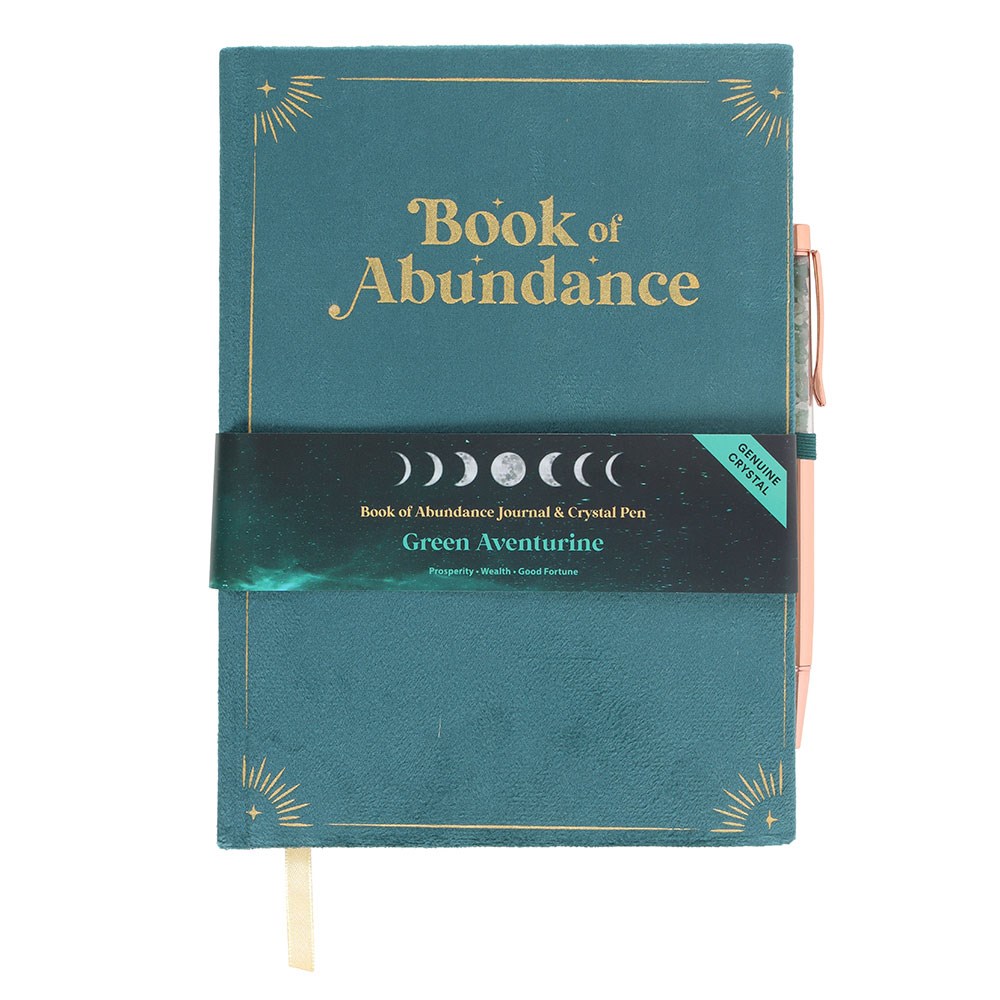Book of Abundance Manifestation Journal & Green Aventurine Crystal Pen Set1