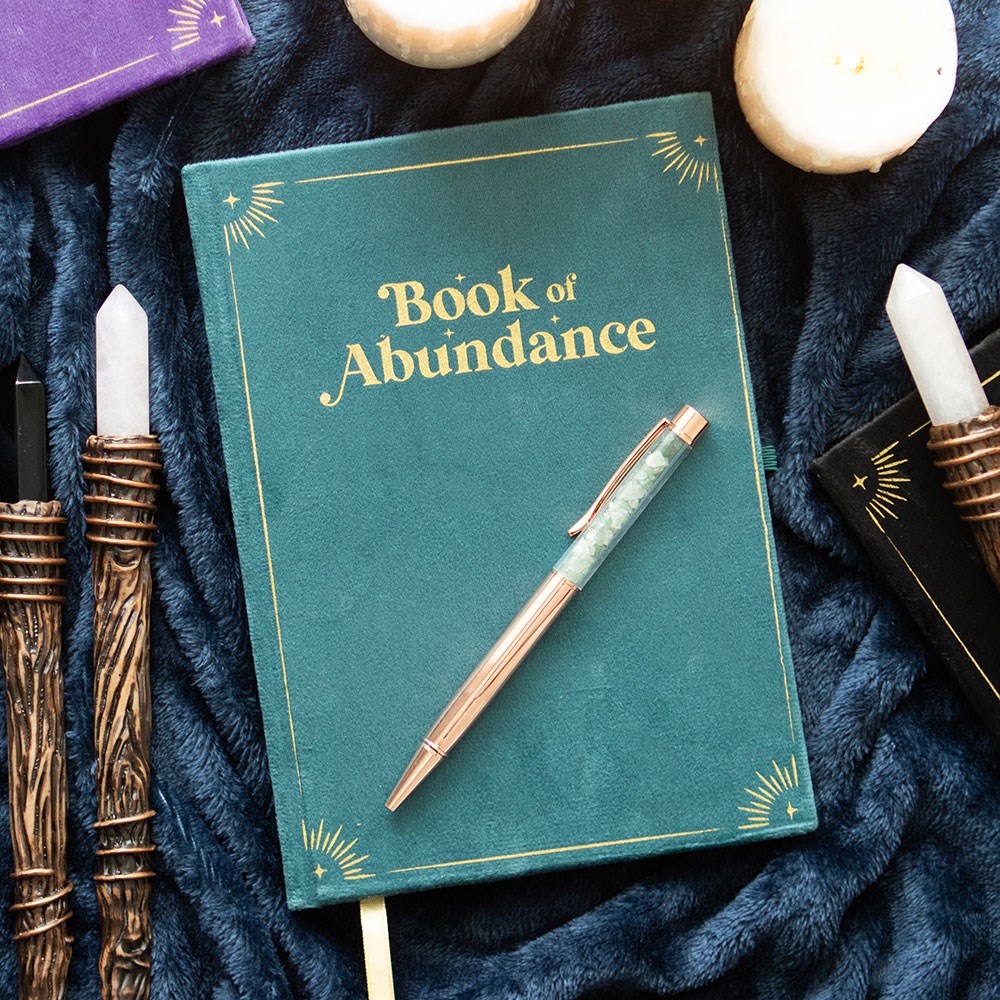 Book of Abundance Manifestation Journal & Green Aventurine Crystal Pen Set5