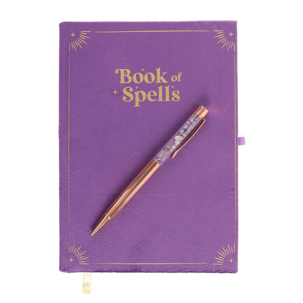 Book of Spells Manifestation Journal & Amethyst Crystal Pen Set