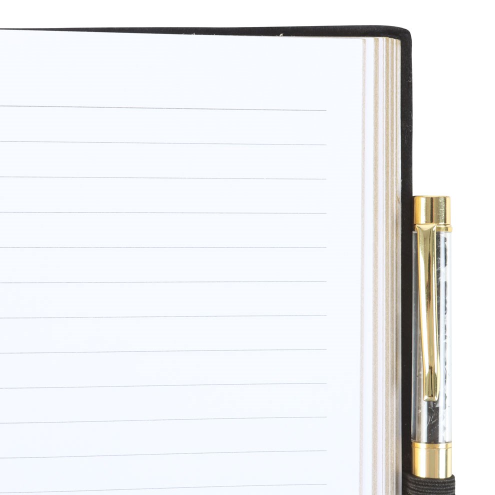 Astrology Wheel Black Velvet Journal & Obsidian Crystal Pen Set2