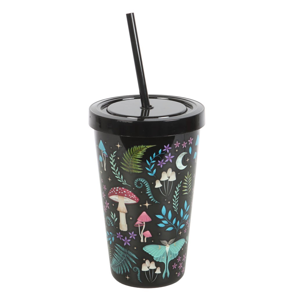 Dark Forest Print Reusable Tumbler with Straw - 550ml