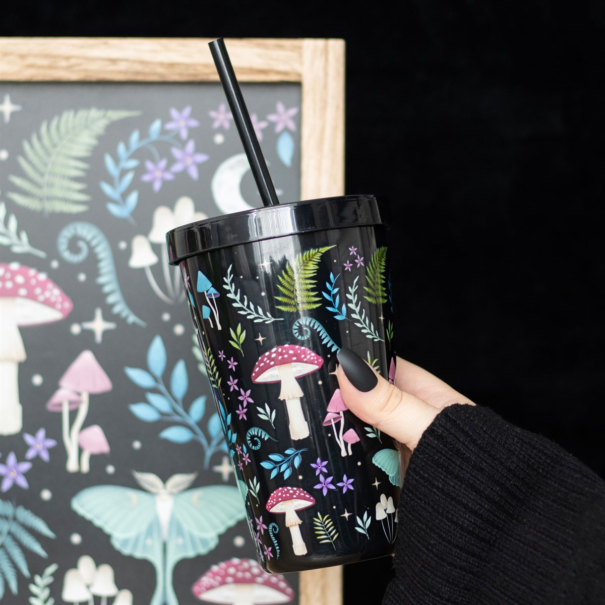 Dark Forest Print Reusable Tumbler with Straw - 550ml3