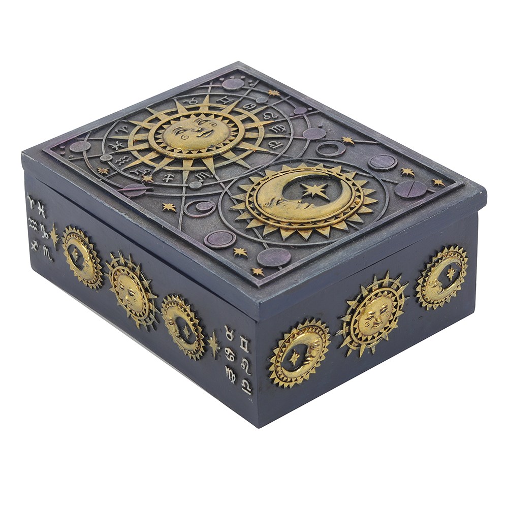 Celestial Sun and Moon Resin Keepsake Box