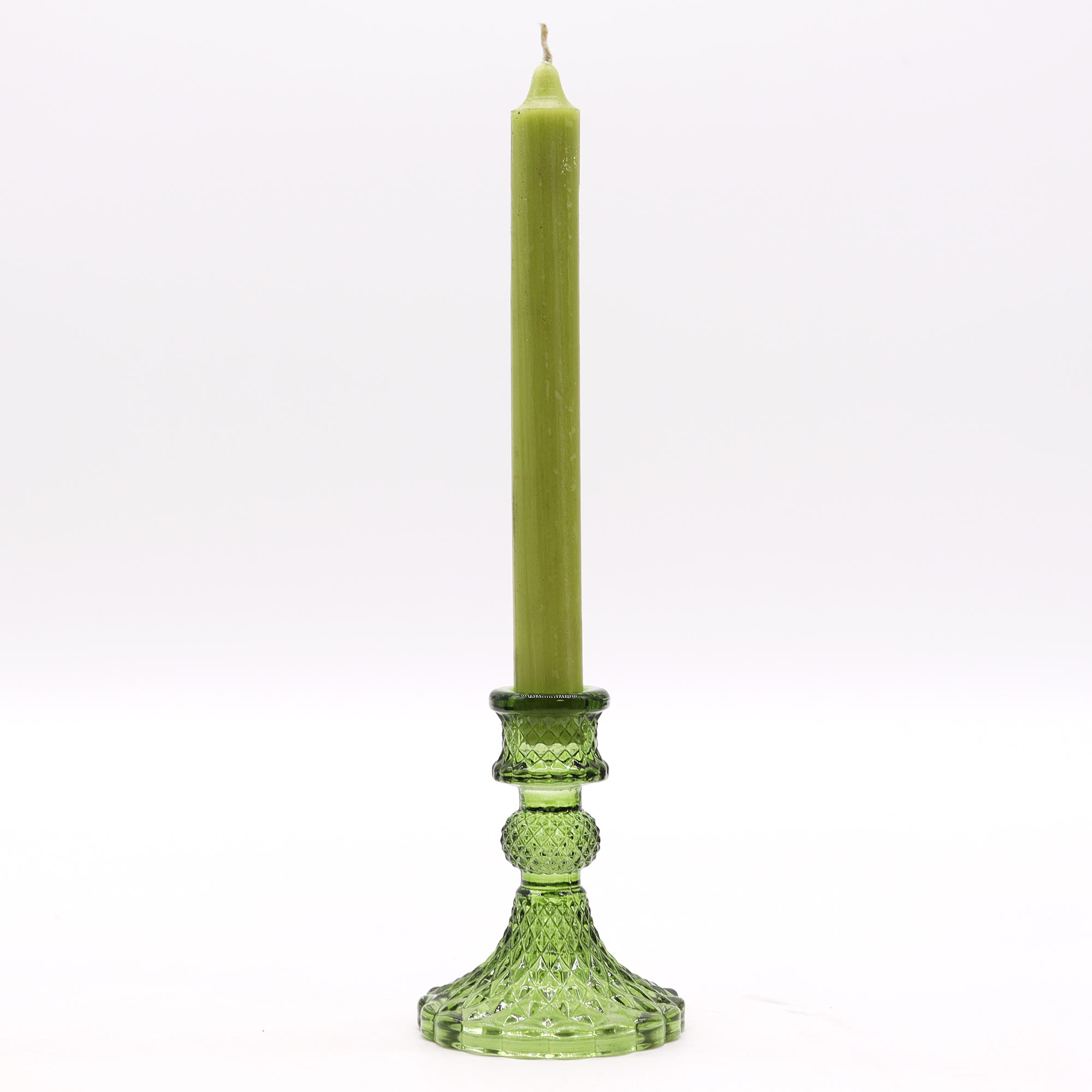Set of 2 Reversible 2-in-1 Vintage Glass Dinner Candle Holders - Garden Jade1