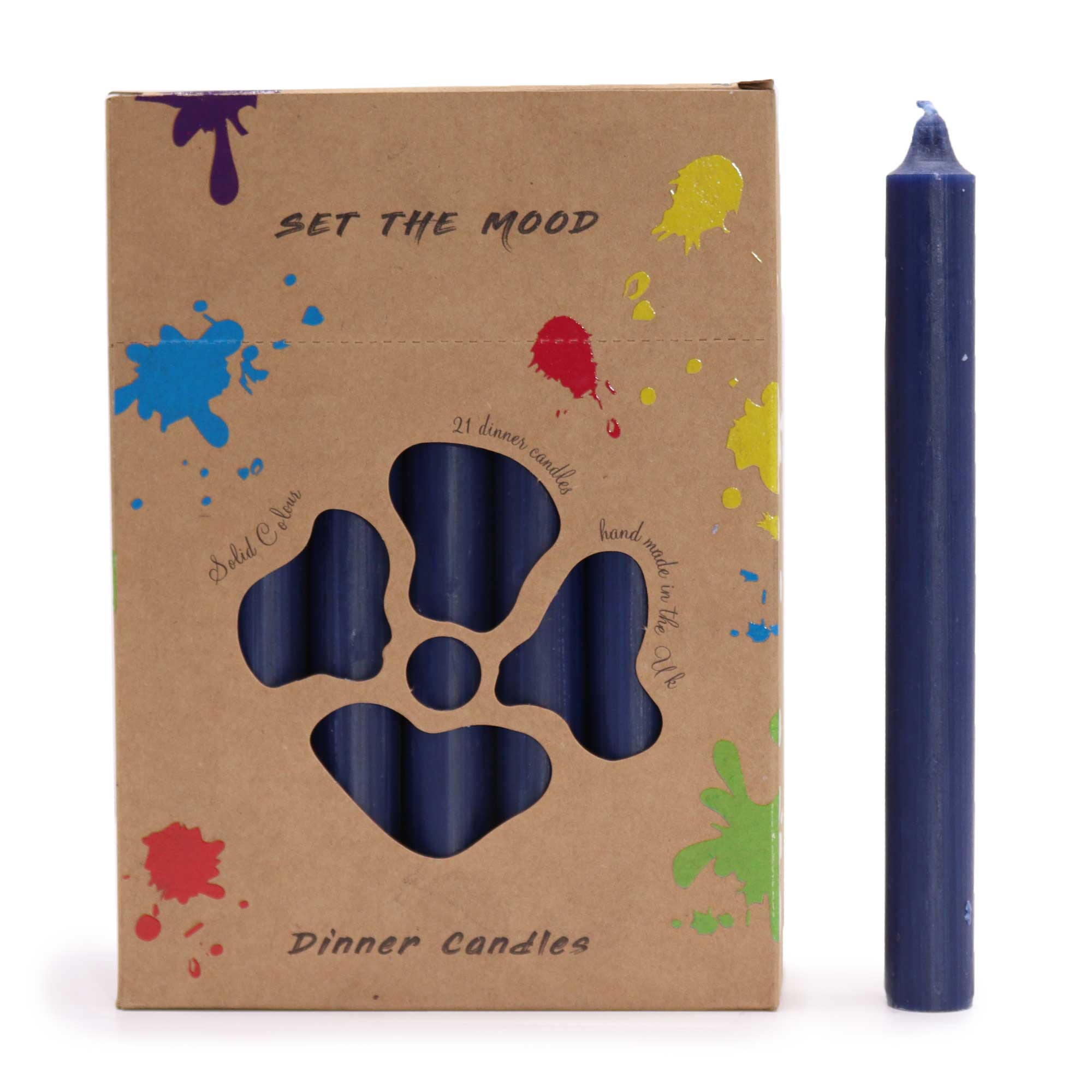 Handmade Rustic Navy Dinner Candles - Pack of 21