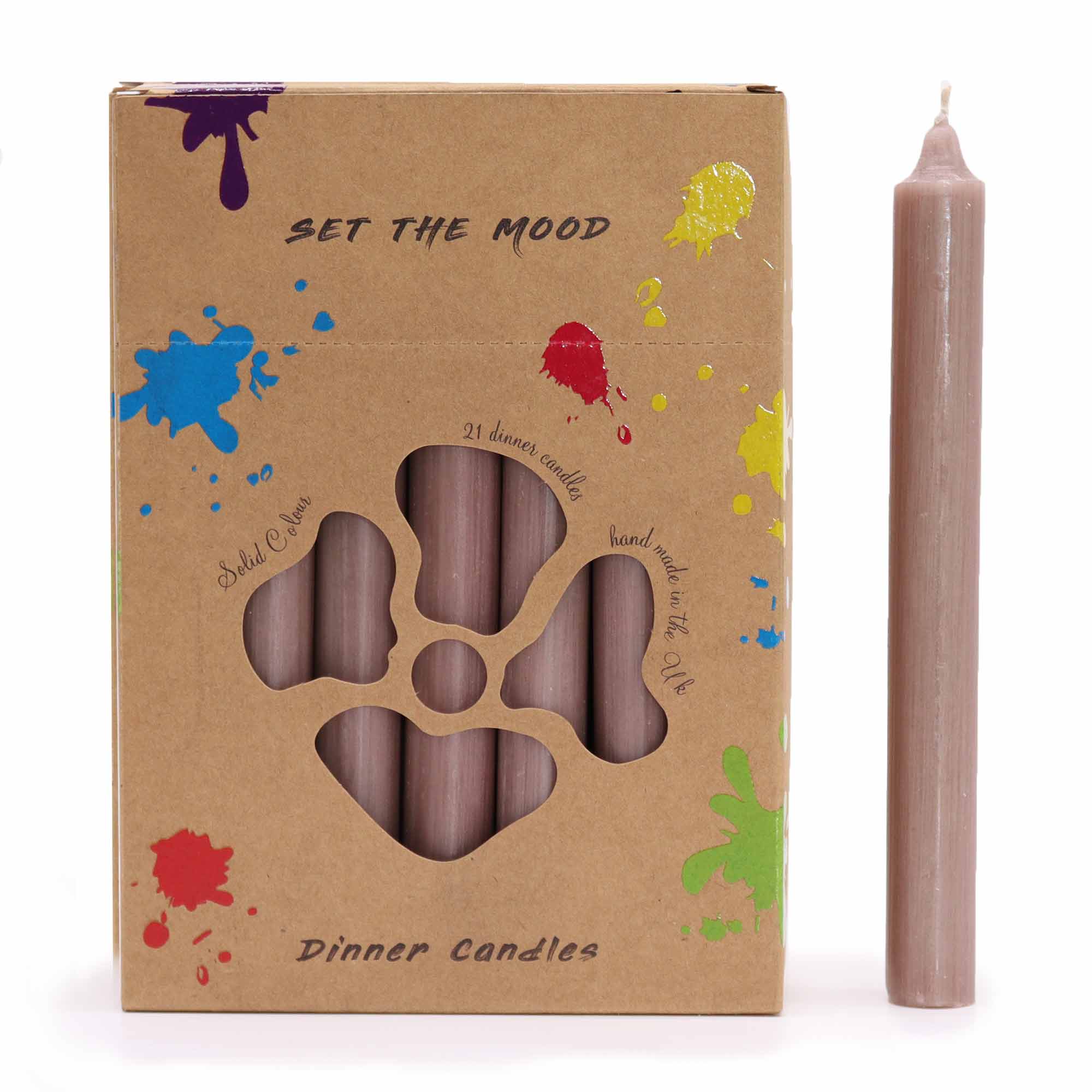 Handmade Rustic Taupe Dinner Candles - Pack of 21