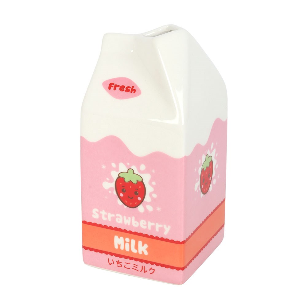 Kawaii Strawberry Milk Carton Ceramic Vase