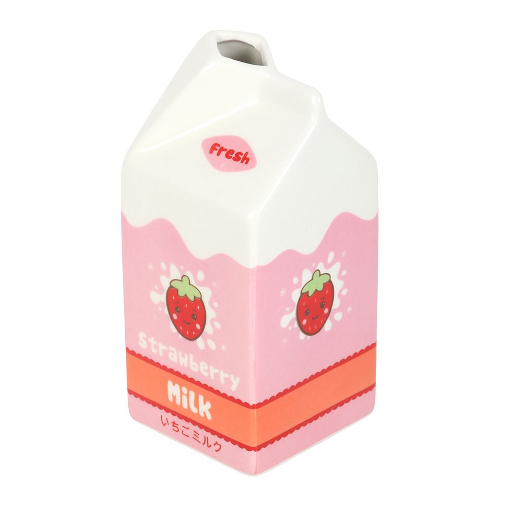 Kawaii Strawberry Milk Carton Ceramic Vase1