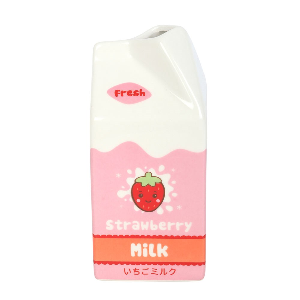 Kawaii Strawberry Milk Carton Ceramic Vase2