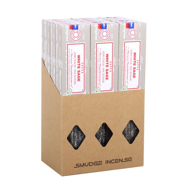 Satya White Sage Smudge Incense Sticks (12 x 25g Packs)1