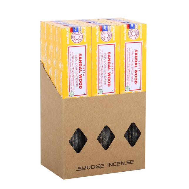 Satya Sandalwood Smudge Incense Sticks (12 x 25g Packs)1