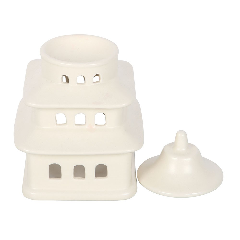 White Pagoda Shaped Oil Burner & Wax Warmer1