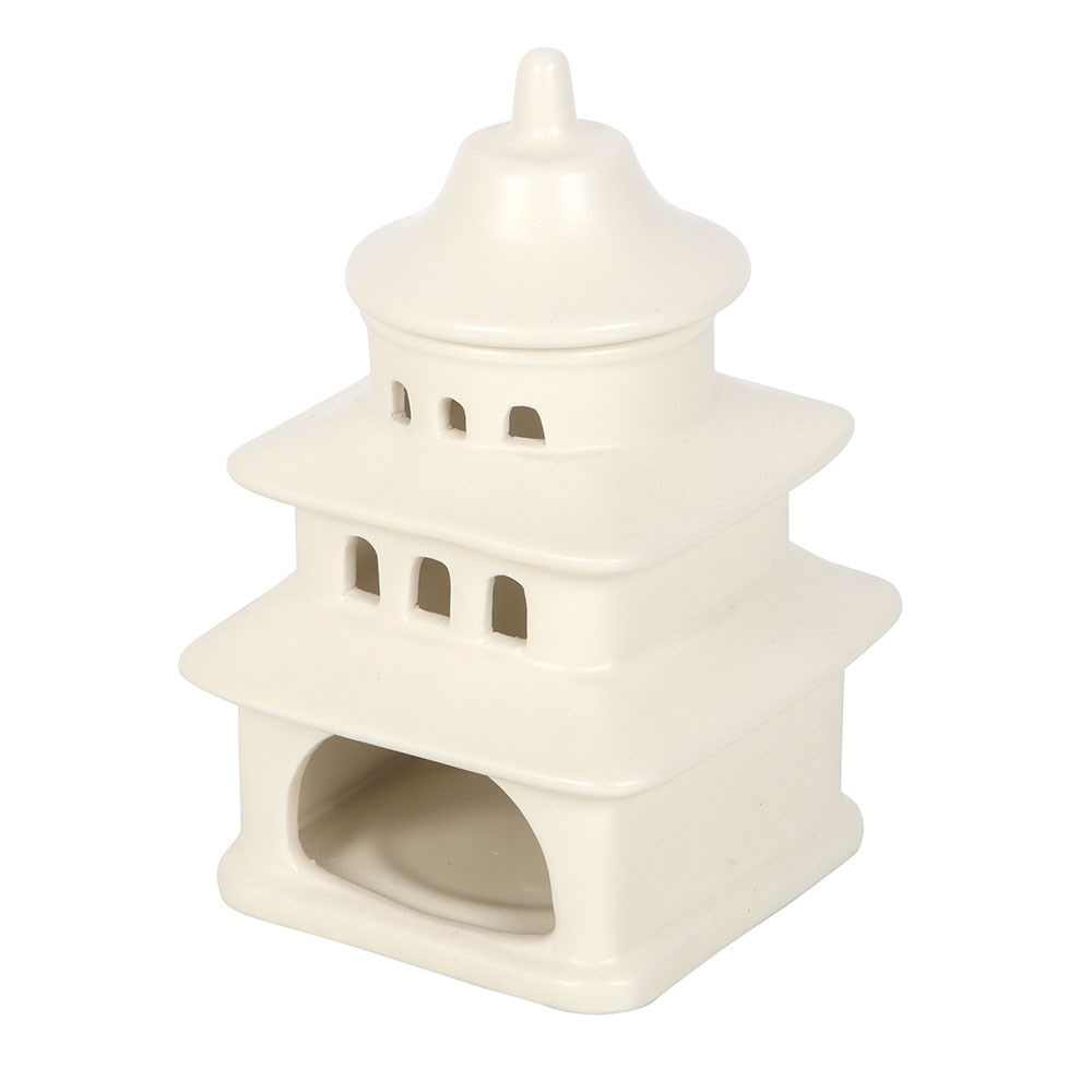 White Pagoda Shaped Oil Burner & Wax Warmer2