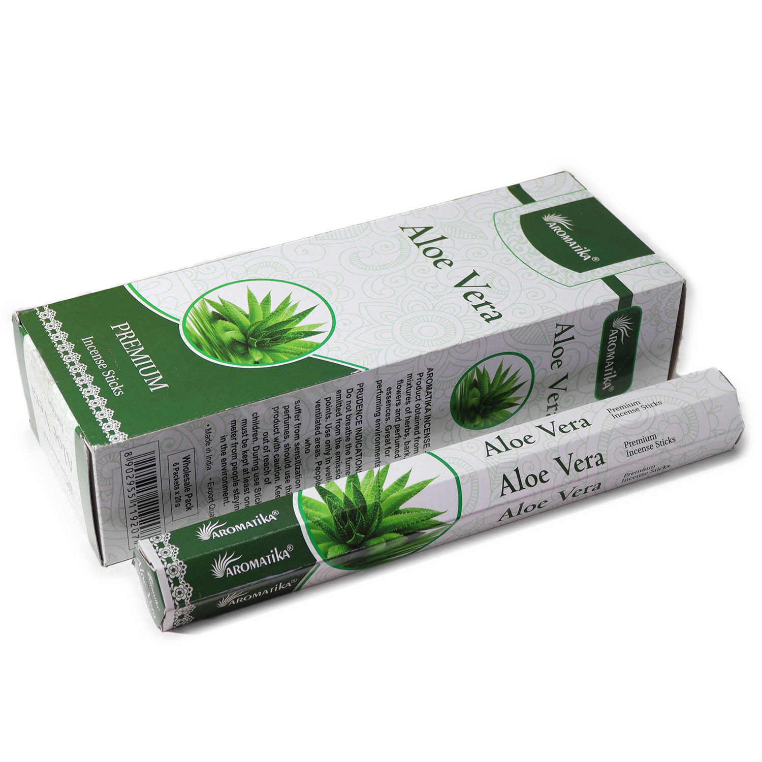 Aromatika Premium Charcoal-Free Hex Incense Sticks – Aloe Vera (20 Pack)1