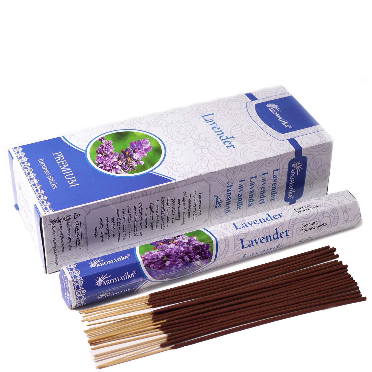 Aromatika Premium Charcoal-Free Hex Incense Sticks – Lavender (20 Pack)