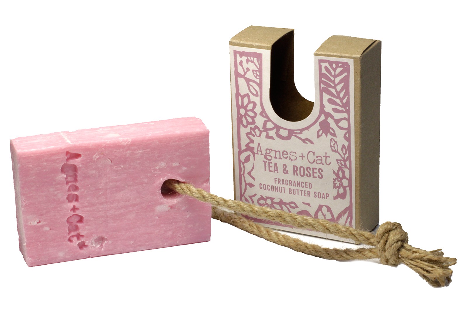 Agnes + Cat Fragranced Coconut Butter Soap on a Rope - Tea & Roses1