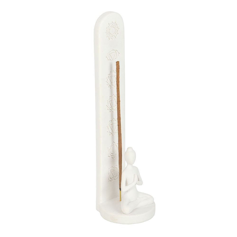 White Chakra Yoga Pose Incense Stick Holder2