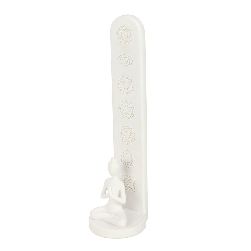 White Chakra Yoga Pose Incense Stick Holder3