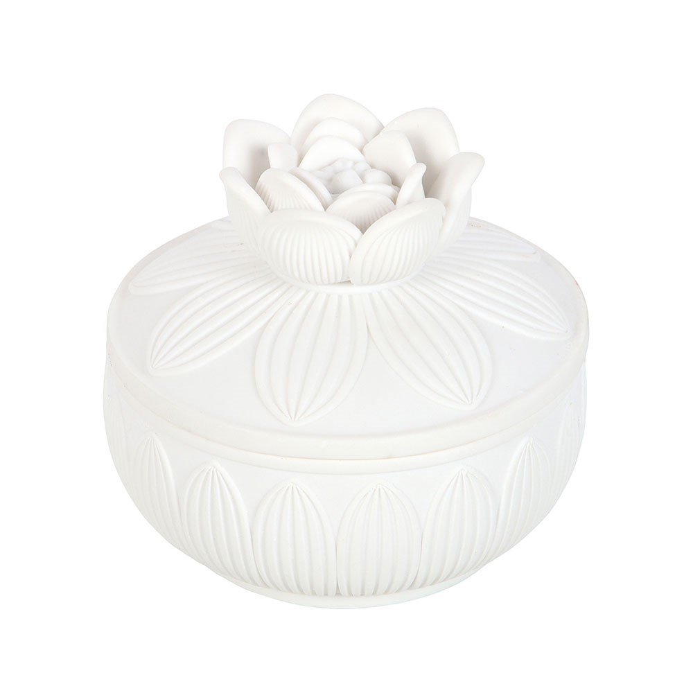 White Lotus Flower Trinket Box1