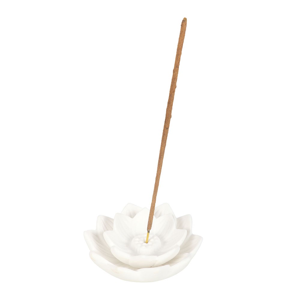 White Lotus Flower Incense Stick Holder1