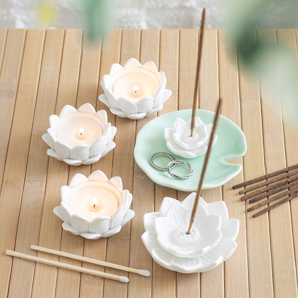 White Lotus Flower Incense Stick Holder4