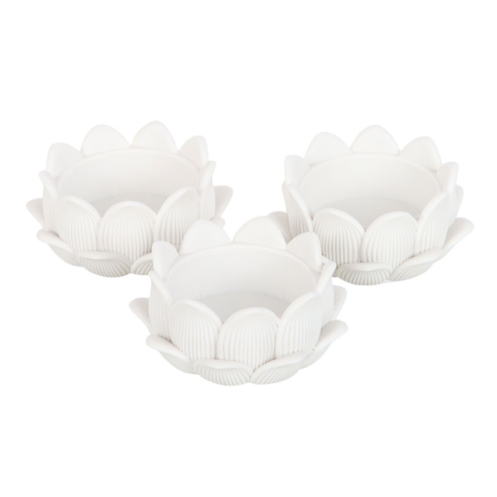 Set of 3 White Lotus Flower Tealight Holders1