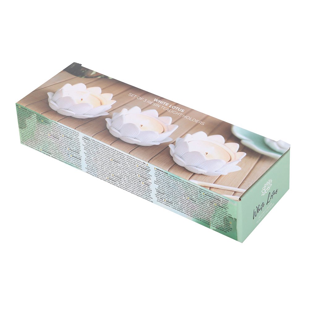 Set of 3 White Lotus Flower Tealight Holders3