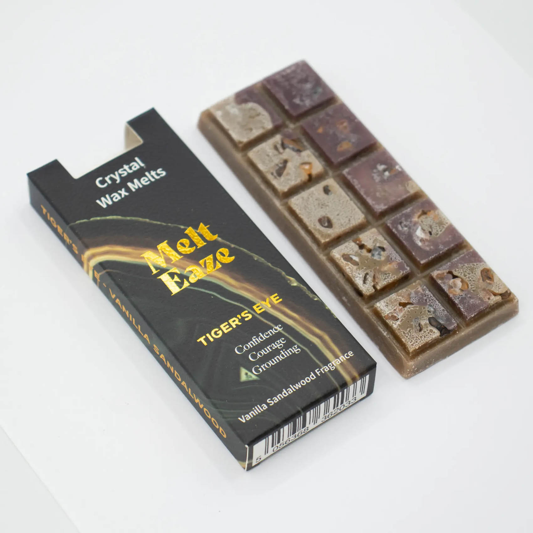 MeltEaze Tiger's Eye Crystal Wax Melts – Vanilla Sandalwood Snap Bar (50g)