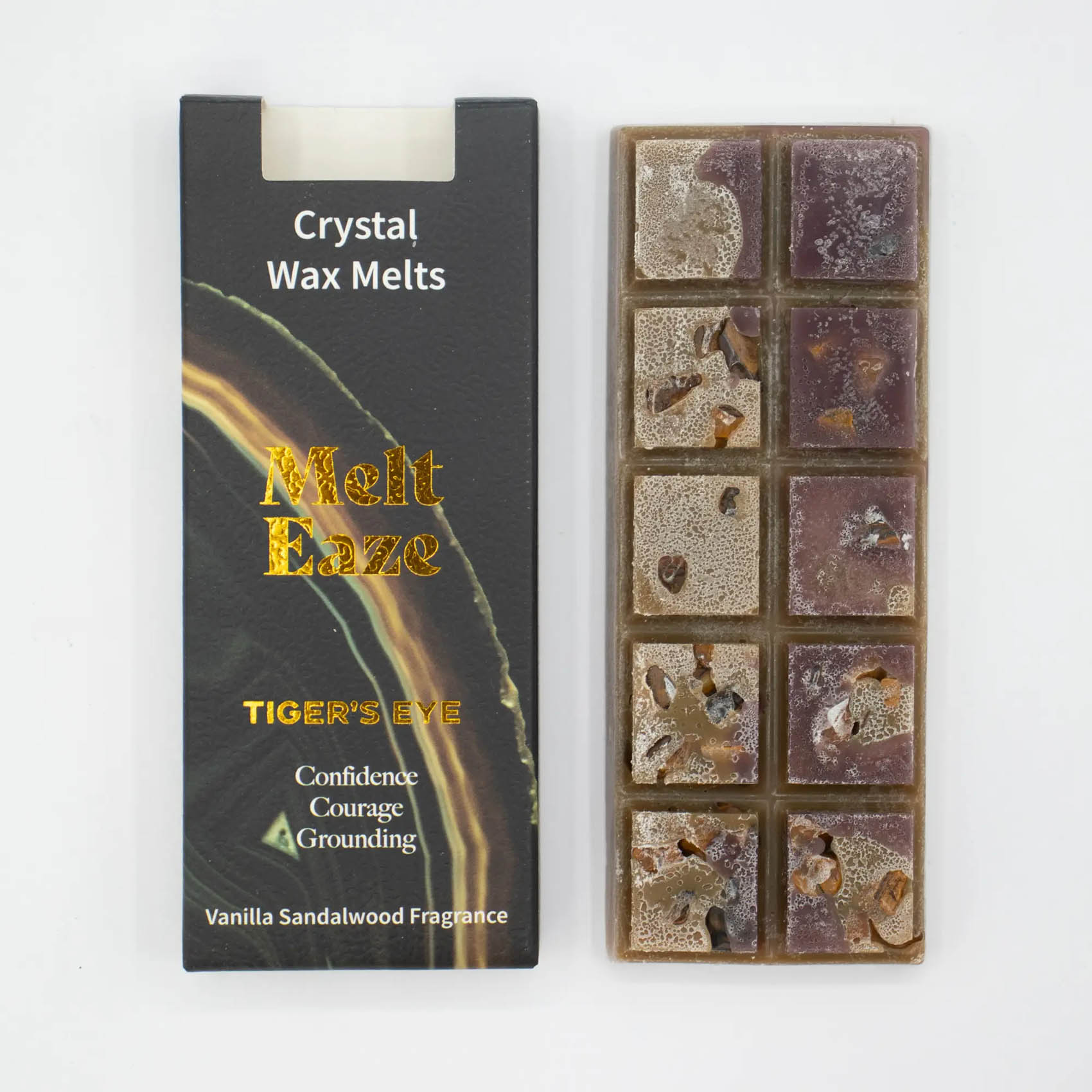 MeltEaze Tiger's Eye Crystal Wax Melts – Vanilla Sandalwood Snap Bar (50g)1