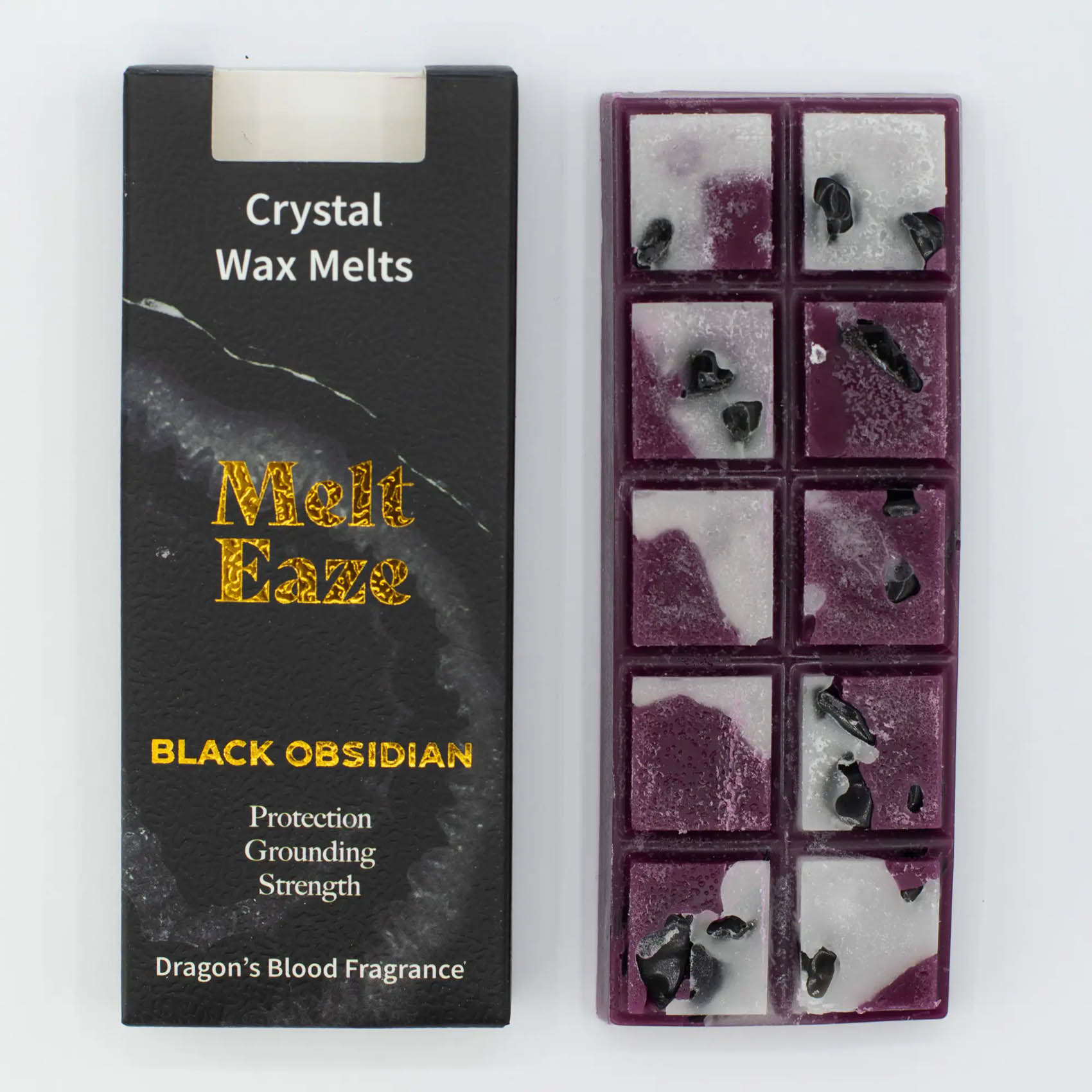 MeltEaze Black Obsidian Crystal Wax Melts – Dragon's Blood Snap Bar (50g)1