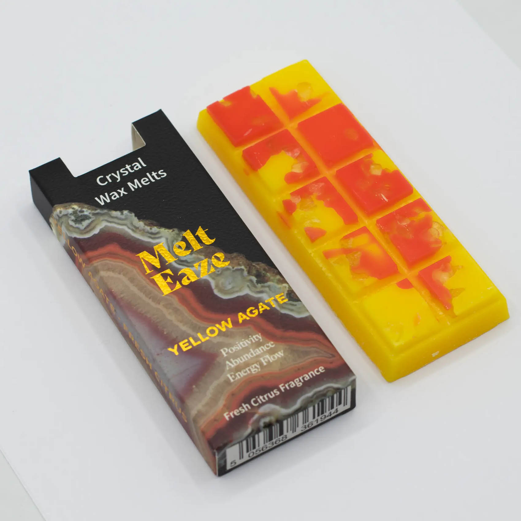 MeltEaze Yellow Agate Crystal Wax Melts – Fresh Citrus Snap Bar (50g)
