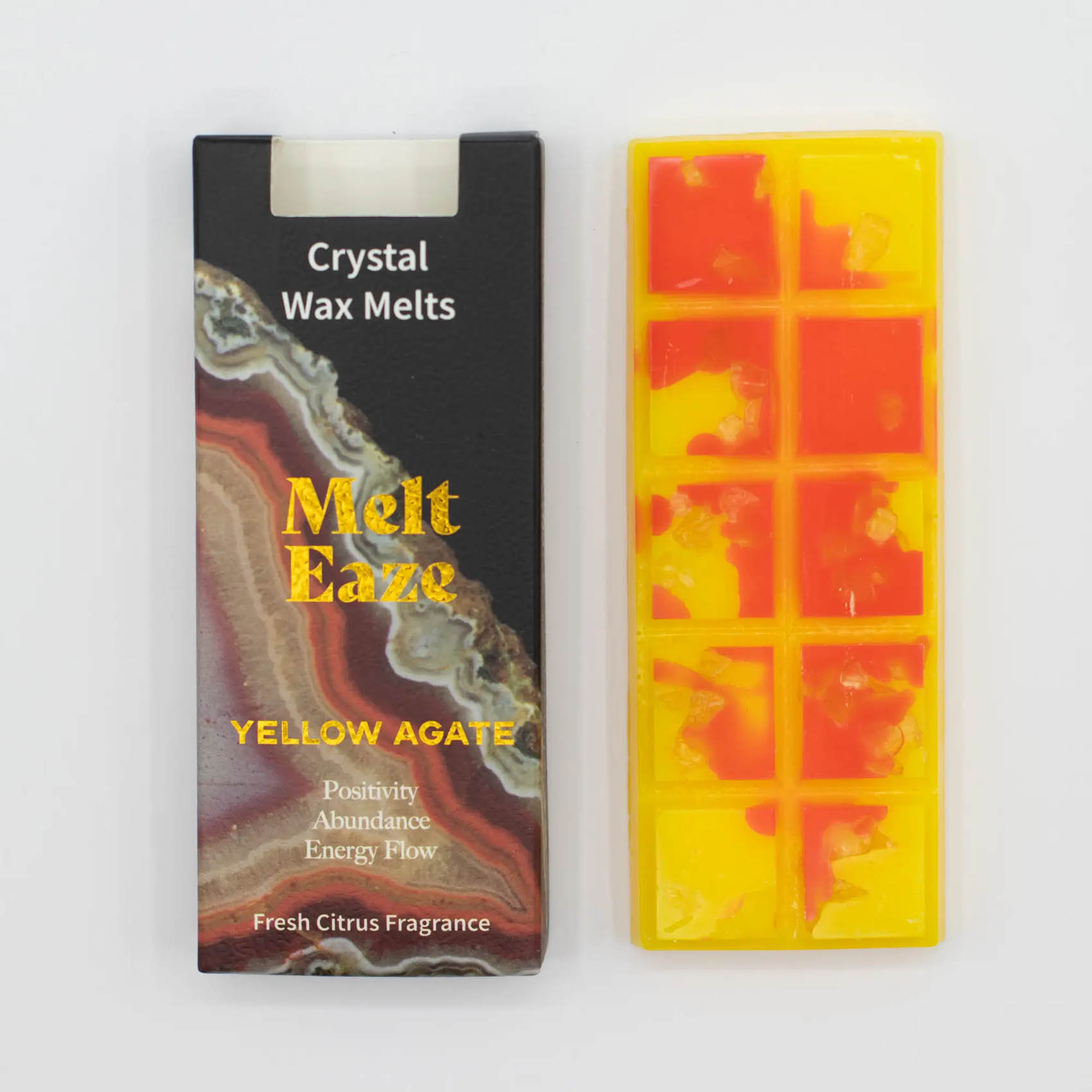 MeltEaze Yellow Agate Crystal Wax Melts – Fresh Citrus Snap Bar (50g)1