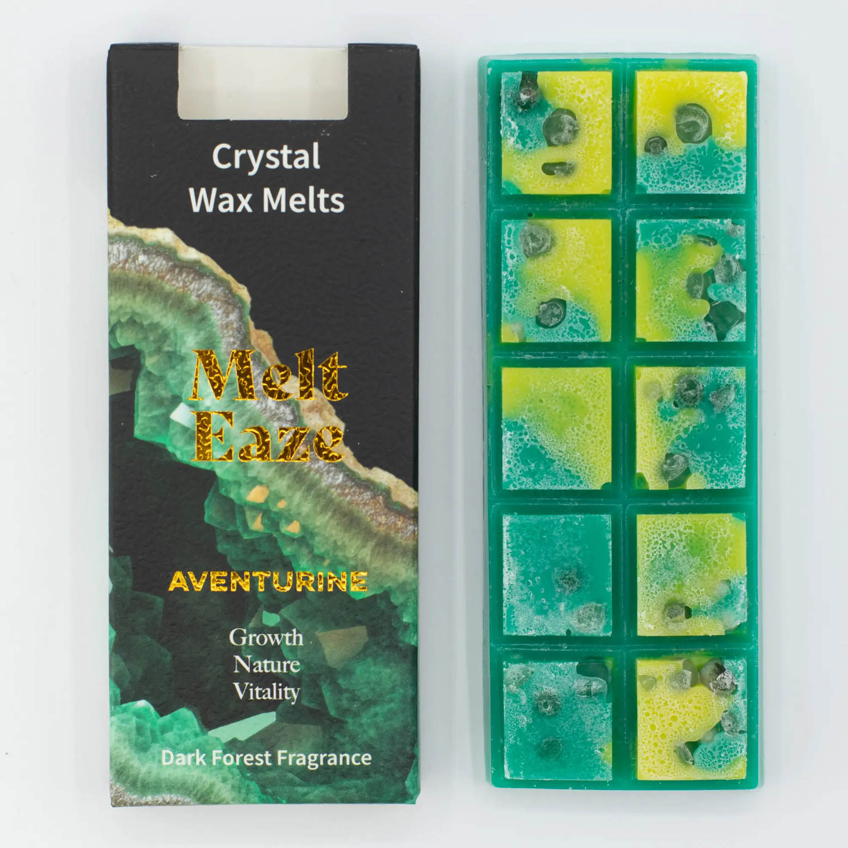 MeltEaze Aventurine Crystal Wax Melts – Dark Forest Snap Bar (50g)1