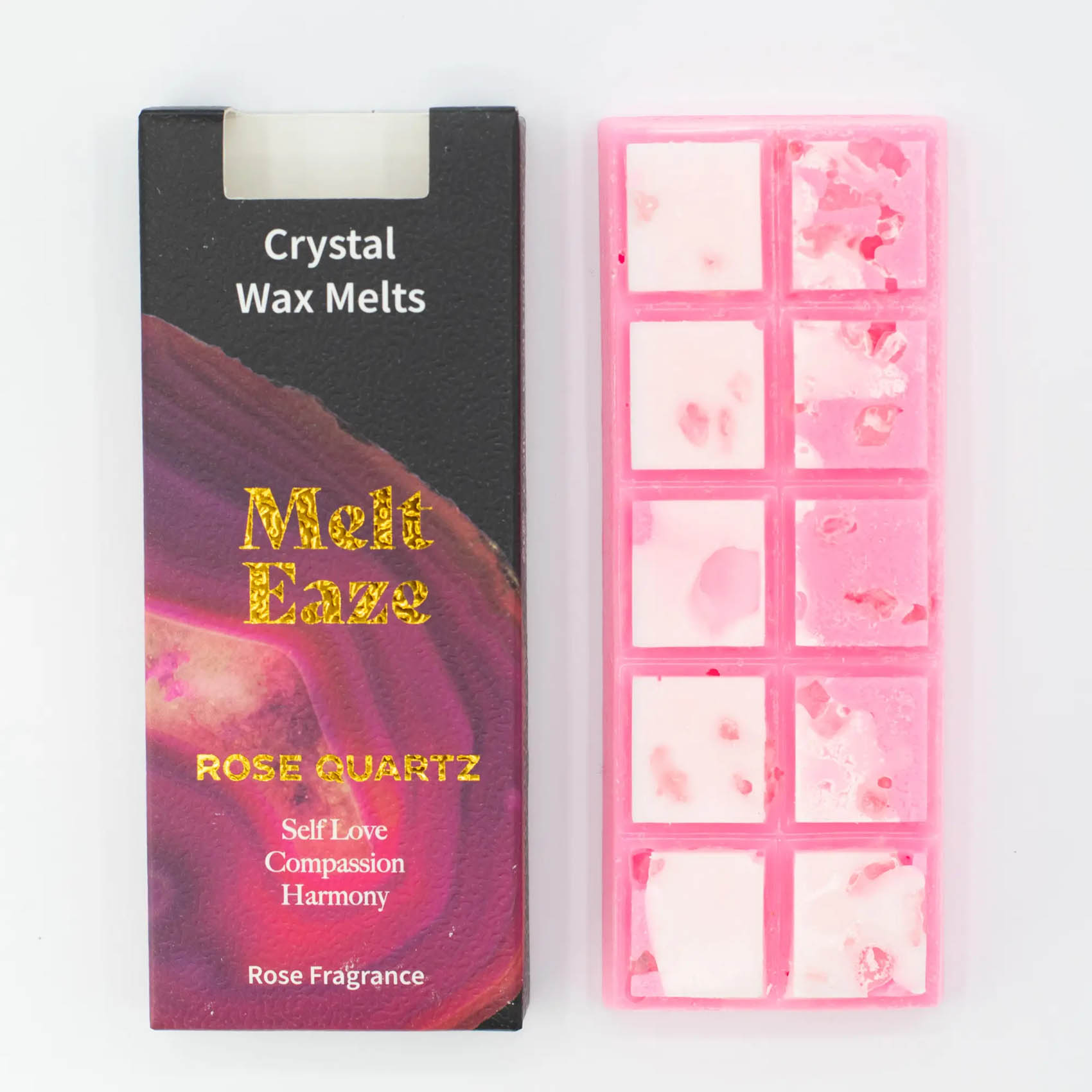 MeltEaze Rose Quartz Crystal Wax Melts – Rose Snap Bar (50g)1