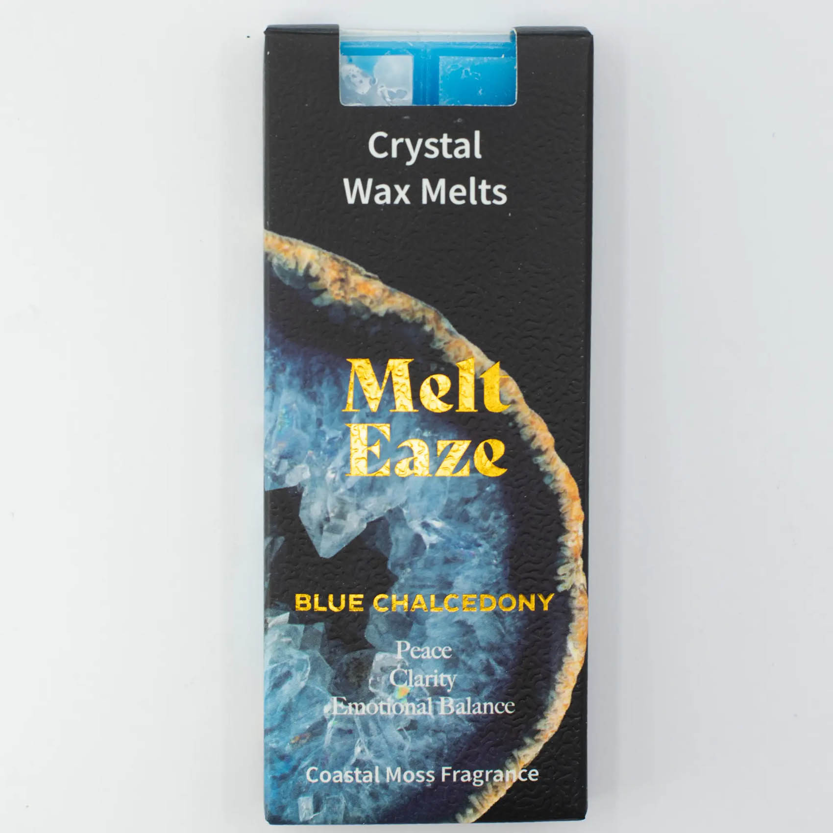 MeltEaze Blue Chalcedony Crystal Wax Melts – Coastal Moss Snap Bar (50g)2