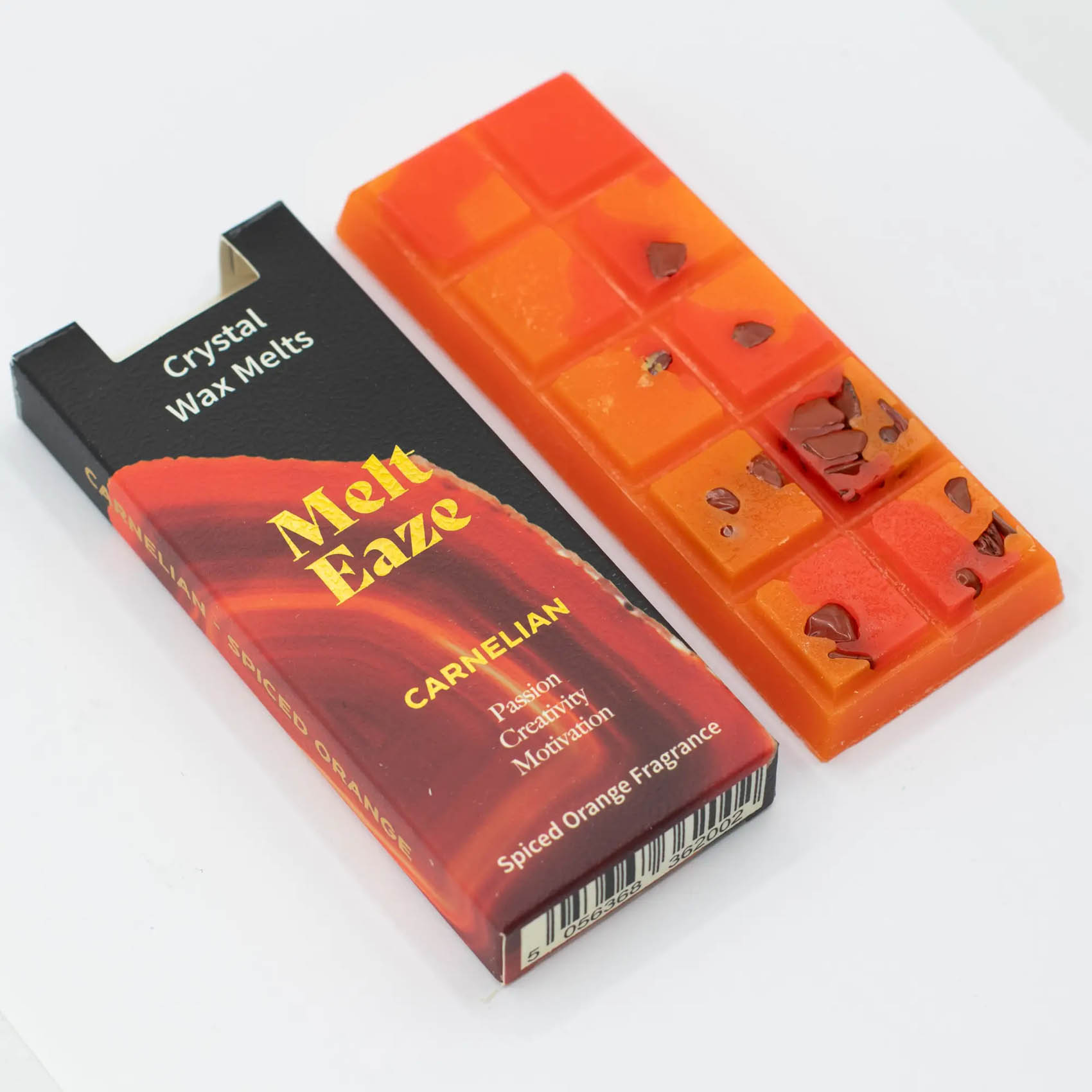 MeltEaze Carnelian Crystal Wax Melts – Spiced Orange Snap Bar (50g)