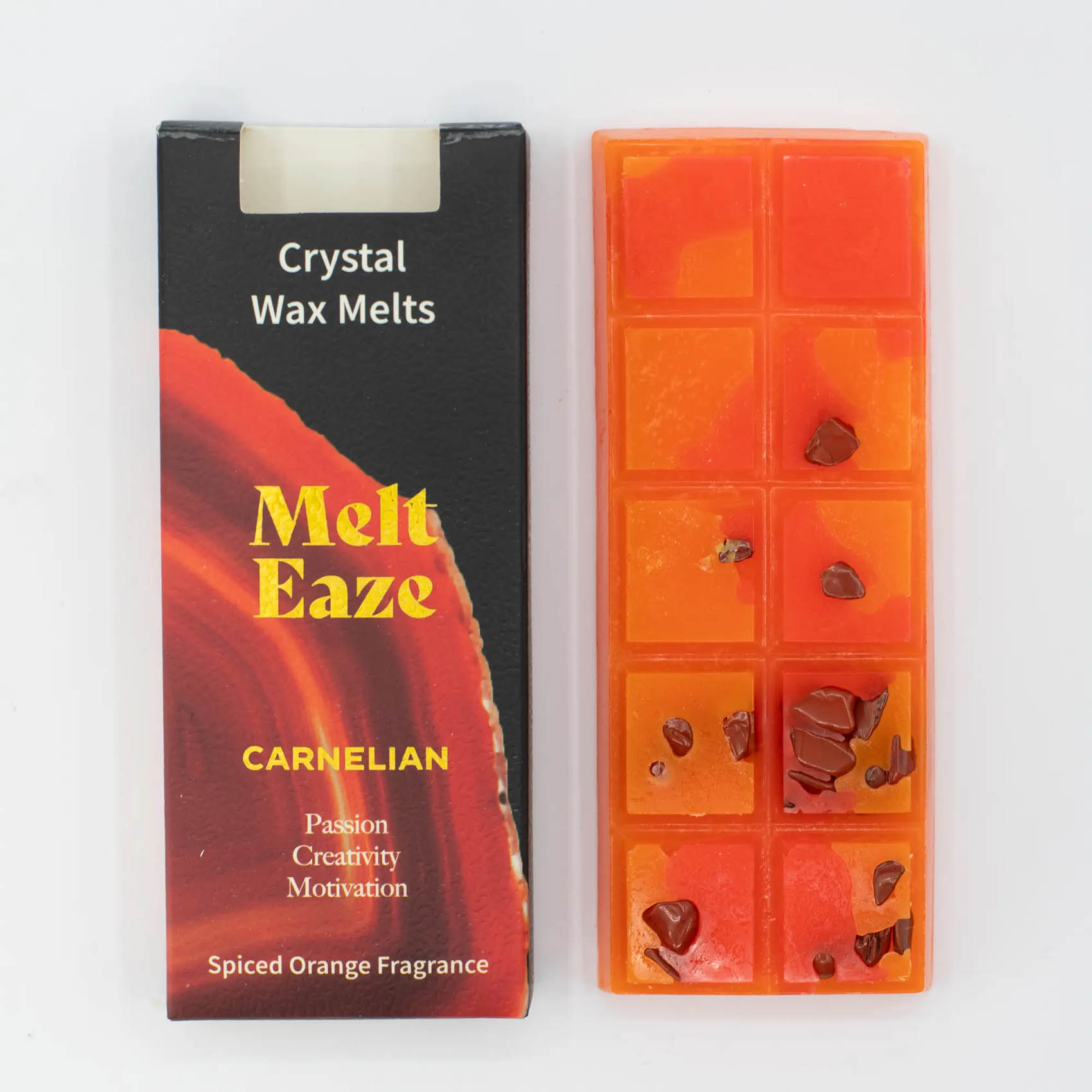 MeltEaze Carnelian Crystal Wax Melts – Spiced Orange Snap Bar (50g)1
