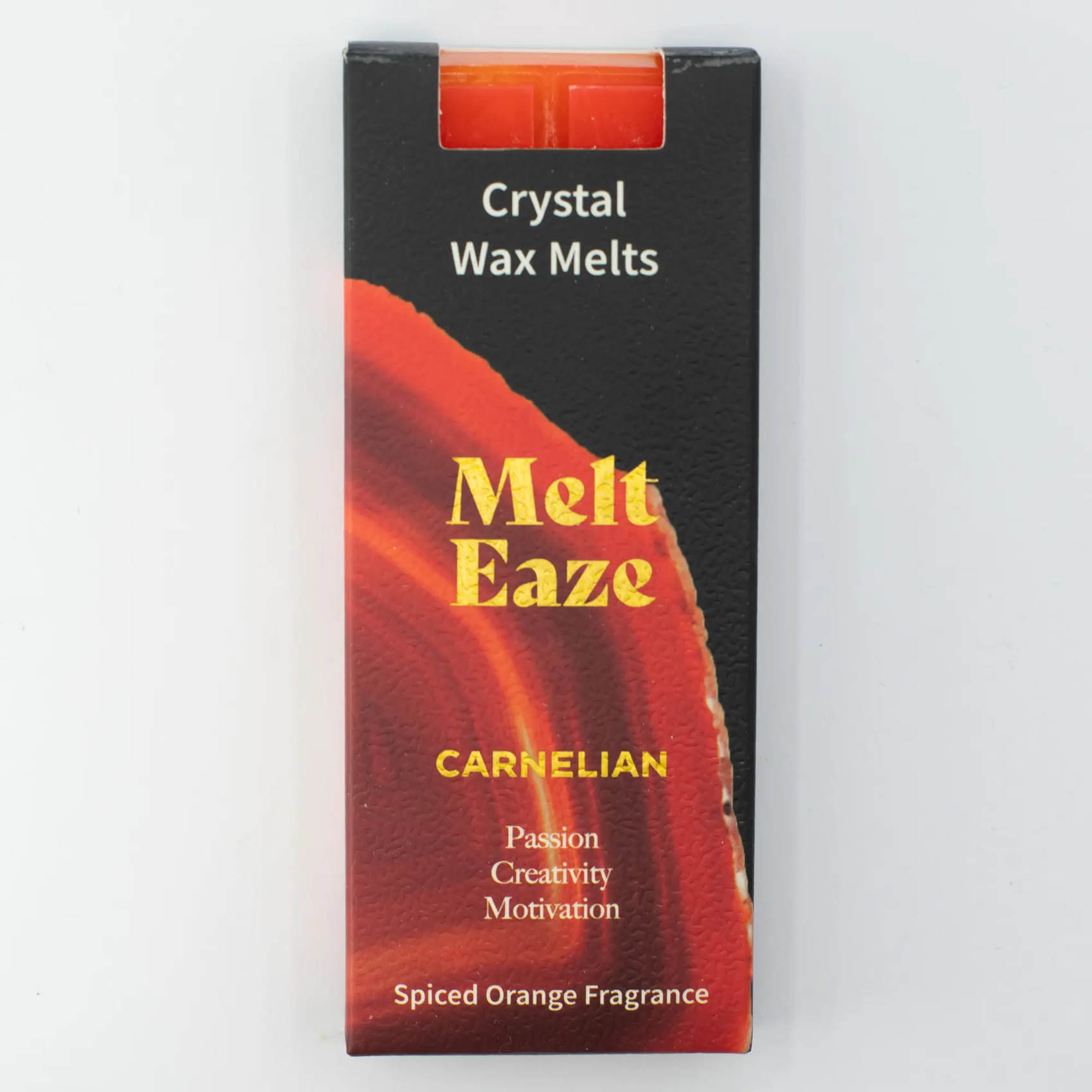 MeltEaze Carnelian Crystal Wax Melts – Spiced Orange Snap Bar (50g)2