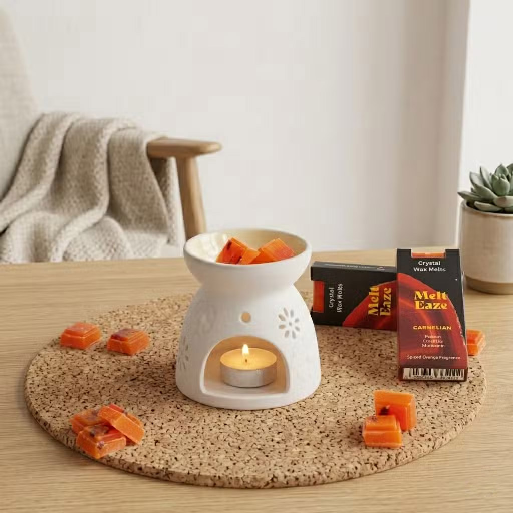 MeltEaze Carnelian Crystal Wax Melts – Spiced Orange Snap Bar (50g)3