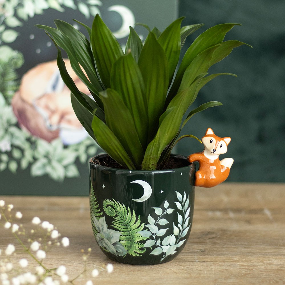 Dark Green Woodland Fern Plant Pot with 3D Hanging Fox1