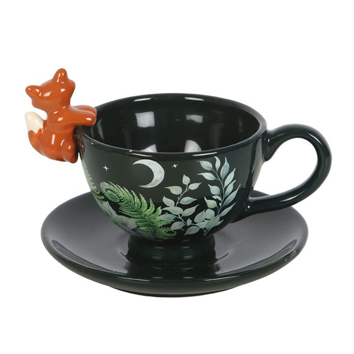 Midnight Woodland Fox Tea Cup & Saucer Set (500ml)2