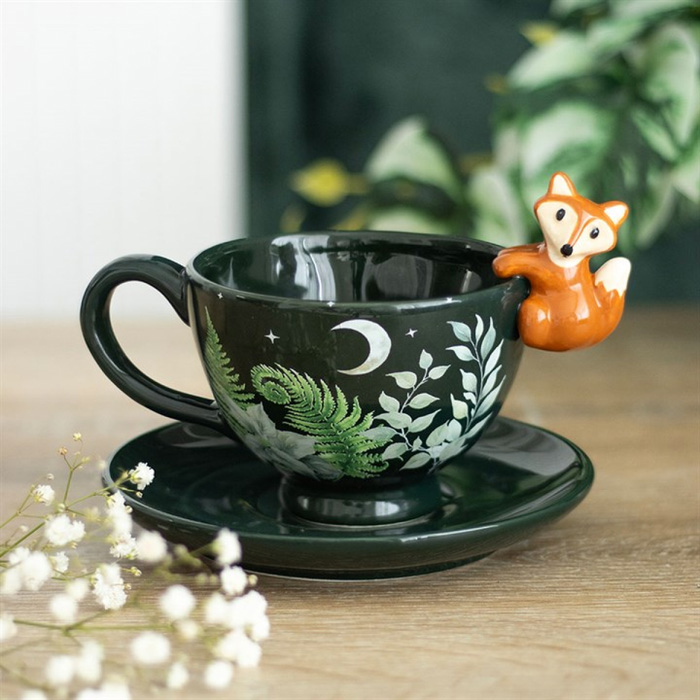 Midnight Woodland Fox Tea Cup & Saucer Set (500ml)3