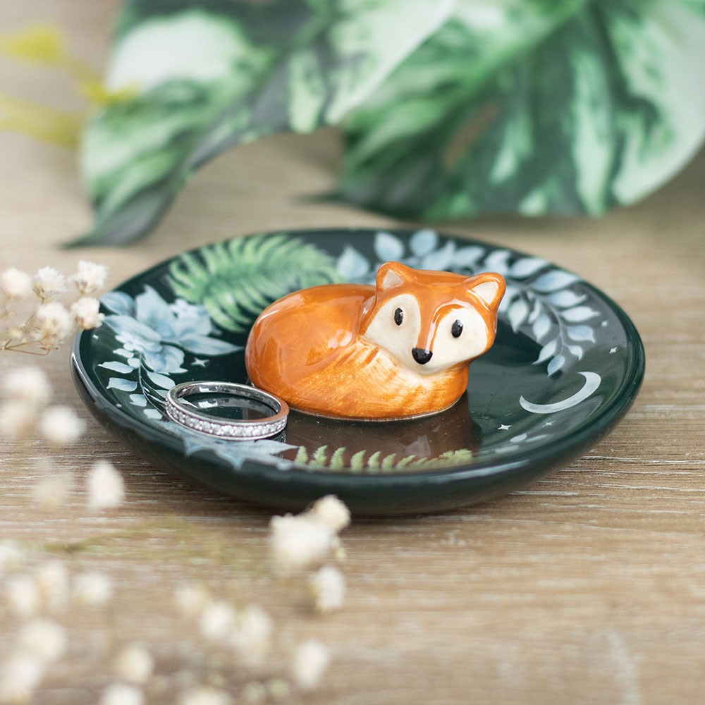 Midnight Woodland Fox Ceramic Trinket Dish3