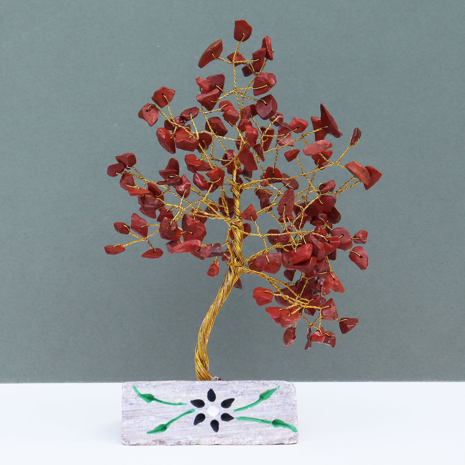 Handcrafted Red Jasper Gemstone Tree - 160 Stones