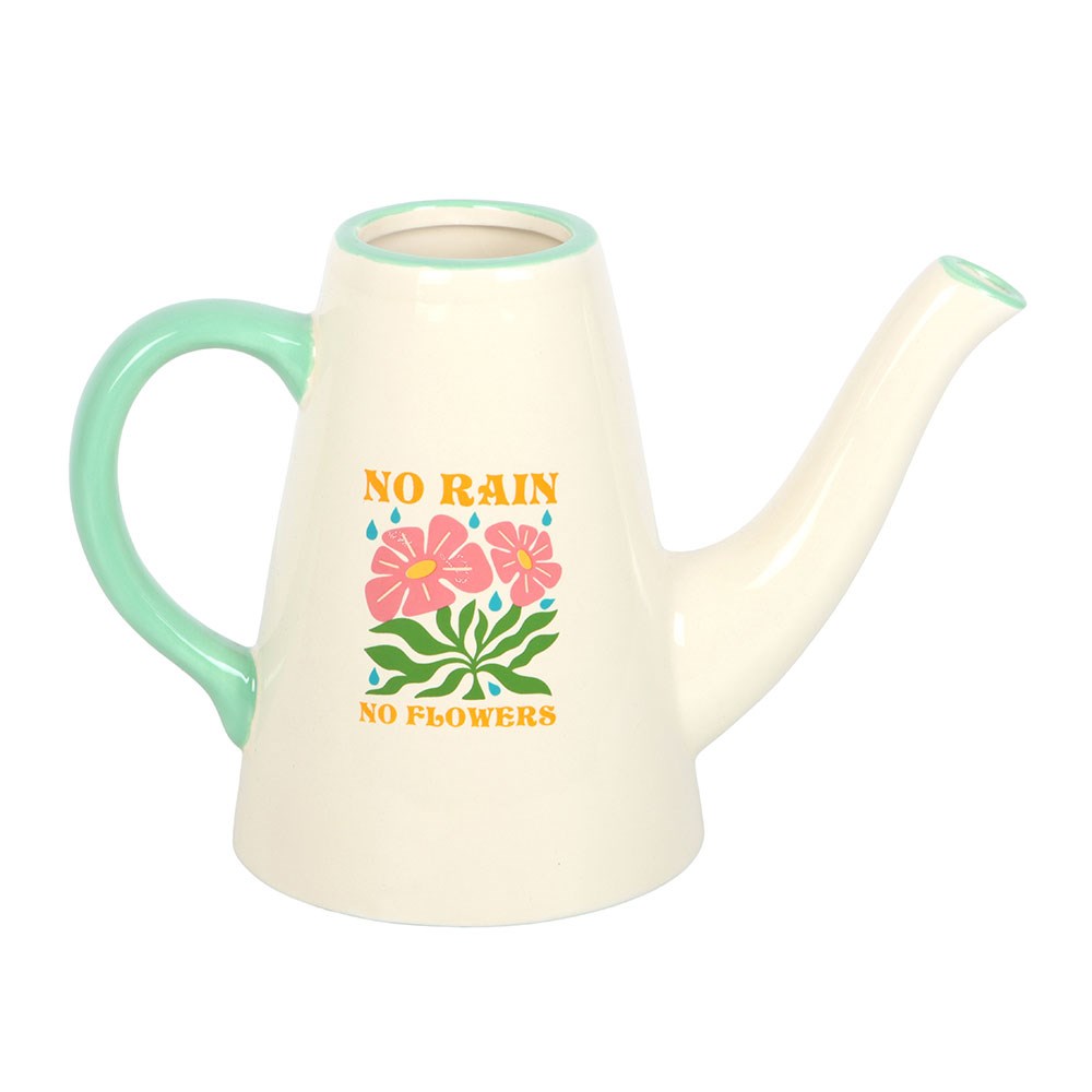No Rain, No Flowers Ceramic Watering Can & Vase - 600ml